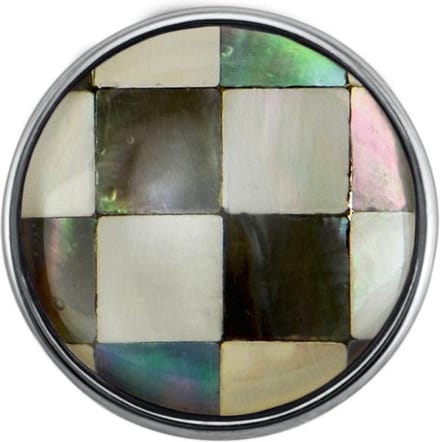 Quiges - Drukknoop Mini 12mm Parelmoer Schelp Blokjes Grijs - EBCMK073