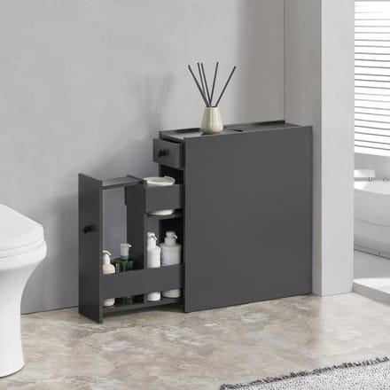 Niskast badkamerkast met 2 lades 58x16x48 cm donkergrijs