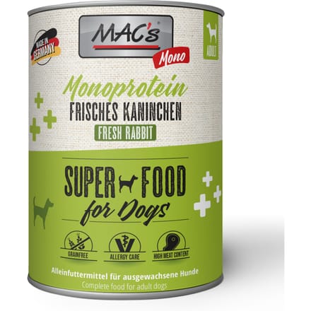 MAC's Hondenvoer Natvoer Blik - Mono Sensitive Konijn - 6 x 800g