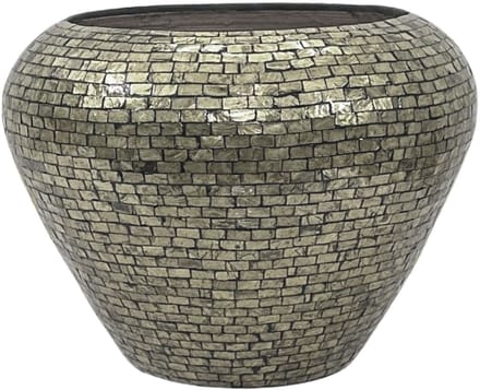 PTMD Cherryl Champagne Round Poly Capiz Bamboo Pot L