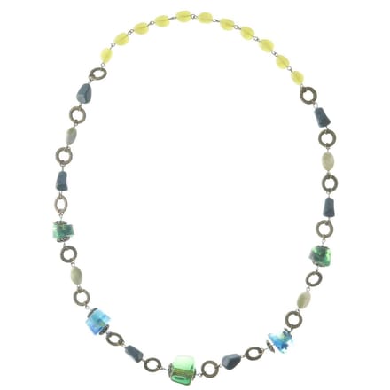 Behave - Lange ketting groen blauwe kralen - 80 cm
