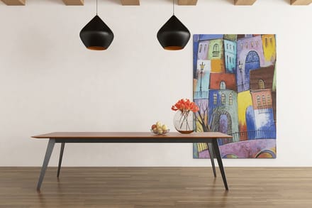 Canvas Schilderij - Huizen - Abstract - Kleurrijk - Wall Art - 120x80x2 cm