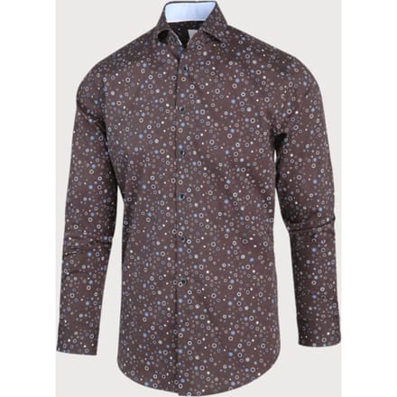 Blue Industry Bruin blauw stippenprint overhemd |