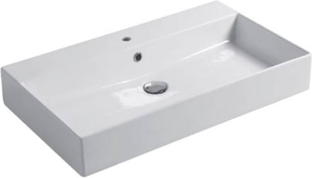 Saqu Square Wastafel 1 bak 1 krg 80x40x12 cm Mat Wit