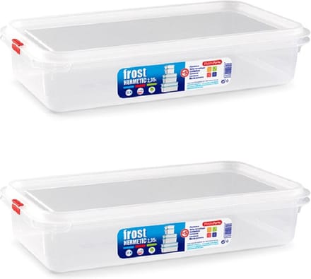 Plasticforte vershoudbakje - 3x - met deksel - 32 x 18 x 7 cm - 2.3L - meal prep bakjes