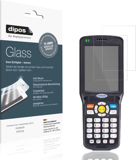 dipos – 2x Pantserfolie geschikt voor Unitech HT510 | 9H Screenprotector
