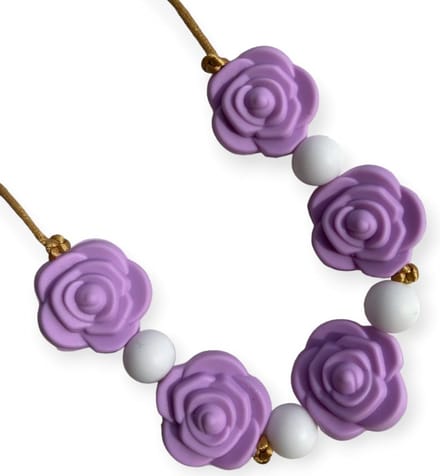 Kinderketting | Bijtketting | Roos | Paars | Wit | Vanaf 3 jaar!
