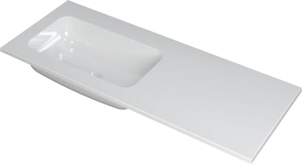INK Faktor wastafel polystone links zonder kraangat 120x45x1,5cm, glans wit