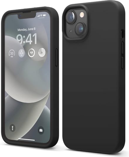 Solid hoesje Soft Touch Liquid Silicone Flexible TPU Cover - Geschikt voor: iPhone 14 Plus - Zwart