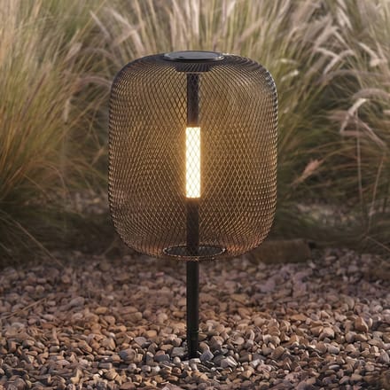 Lucande LED-zonne-energie-grondspie-lamp Faylen, zwart, IP65
