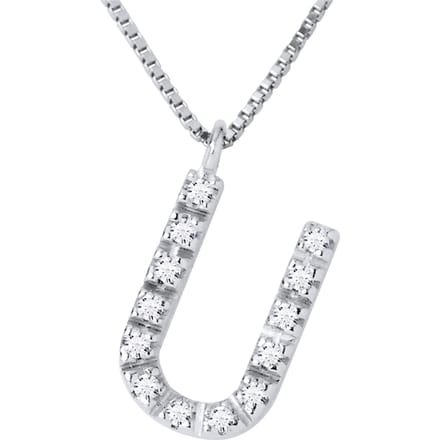 Collar ABC Diamonds 0.06 Cts LETTER "U" 18K wit