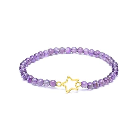 Armband amethist elastisch met ster bedel