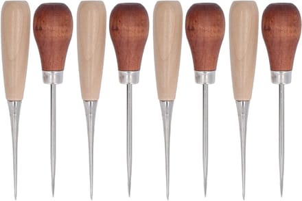 Complete Set van 8 Houten Handgrepen Leernaalden voor Multifunctionele DIY Reparatie en Stikwerk