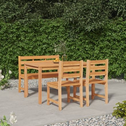 vidaXL - 4-delige - Tuinset - massief - teakhout