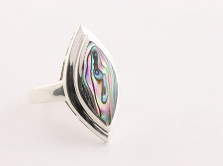 Hoogglans zilveren ring met abalone schelp - maat 18