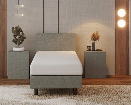 Nessa® - 80x200 Boxspring Bjorn Grijs + Pocketvering matras 20cm