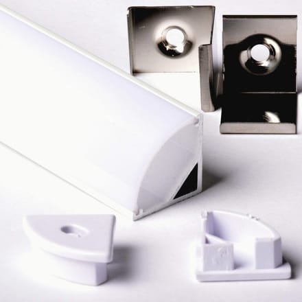 Aluminium Profiel voor LED-strips 2m met Ronde Hoek en Afdekking
