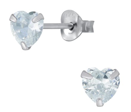Joy|S - Zilveren hartje oorbellen - 5 mm zirkonia - wit