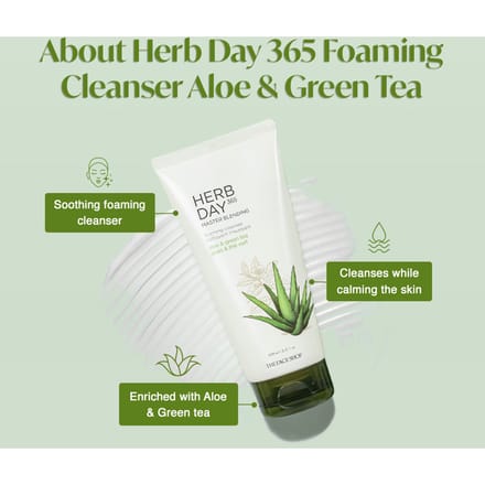 THE FACE SHOP - Herb Day 365 Master Blending Cleansing Cream #Aloe & Green Tea white