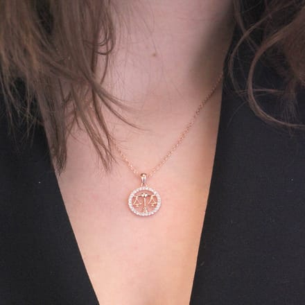 Weegschaal Zodiac Hangers - Roségoud en Kristal