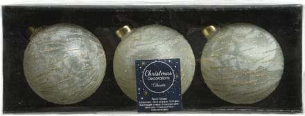 Decoris Kerstballen - 9x stuks - brass wit met goud - 8 cm - glas - Kerstversiering - kerstboomversiering