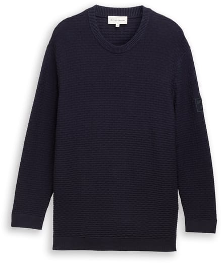 Tom Tailor - Plus Size - Gebreide trui met ronde hals - Maat 2XL - sky captain blue