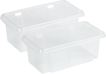 Sunware Opslagbox Nesta - 4x - kunststof - 7L - transparant - 38 x 21 x 14 cm - stapelbaar