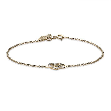 Twice As Nice Armband in 18kt verguld zilver, hart en infinity 16cm+3cm