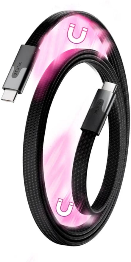 Statik MagStack Slim Pro oplaadkabel - 2m- zwart - USB-C to USB-C - Nylon gevlochten - 100W