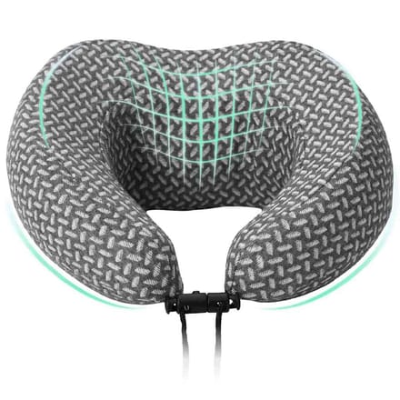 vidaXL - Reiskussen - voor - de - nek - Grijs - Traagschuim - 30 - x - 28 - x - 14 - cm
