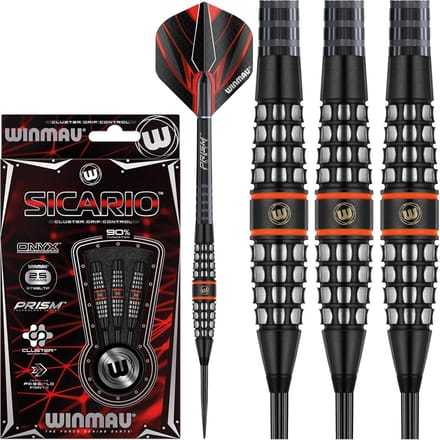 Dartpijlen Set 90% Tungsten Steeltip met Flights en Stelen - Cluster Grip Controle