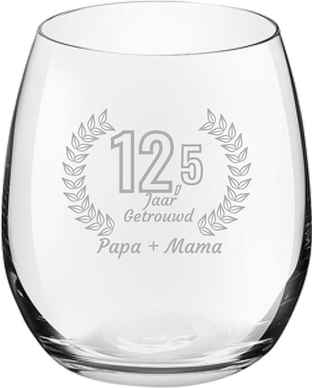 Gegraveerde Drinkglas 39cl Papa + mama 12,5 jaar getrouwd