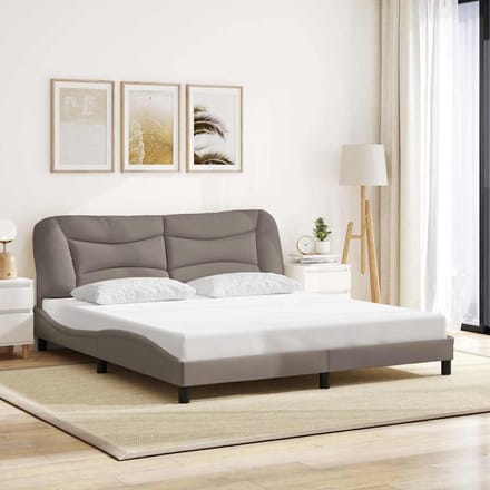 vidaXL - Bedframe - zonder - matras - "Hvar" - stof - taupe - 180x200 - cm
