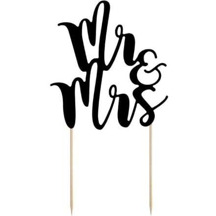 Taarttopper Mr & Mrs Zwart 25,5cm