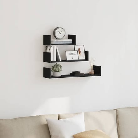 vidaXL - Wandschappen - 3 - st - bewerkt - hout - zwart - eiken