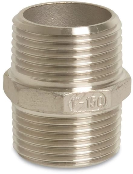 RVS Dubbelnippel 1 inch, V4A Draadfitting