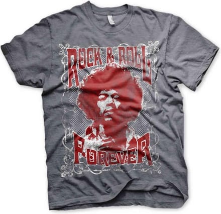 Jimi Hendrix Heren Tshirt -S- Rock 'n Roll Forever Grijs