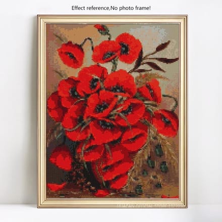 Diamant broderie fleurs diamant peinture avec pierres rondes diamant 20X30 red