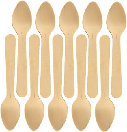 Biopak wegwerp dessertlepels - 20x - hout bestek - 11 cm - bio/eco/milieubewust