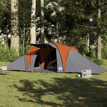 vidaXL - Koepeltent - 6-persoons - waterdicht - grijs - en - oranje