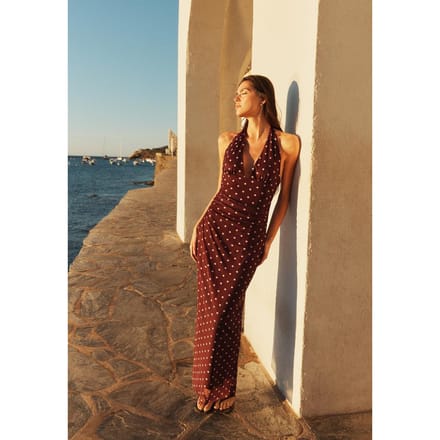 Stradivarius Midi-jurk met halter en open rug  Purper M