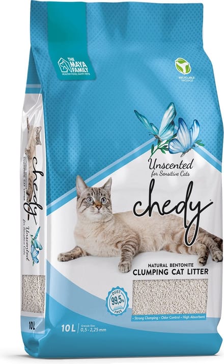 CHEDY ONGEPARFUMEERD KATTENBAKVULLING VOOR GEVOELIGE KAT 2 x 10L