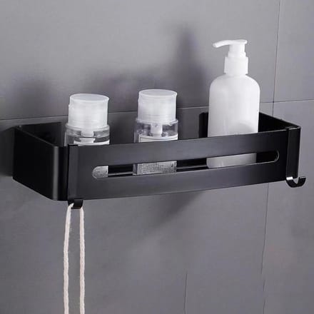 Étagère de Rangement de Douche Sans Perçage Alliage d'Aluminium Étagères de Rangement d'Angle de Salle de Bain pour la Maison Rectangulaire gray