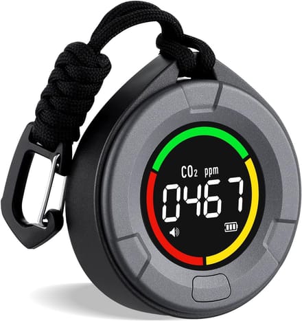 CO2 Meter - Luchtkwaliteitsmonitor - Binnenklimaat Meten - NDIR Sensor - Draagbaar - Zwart