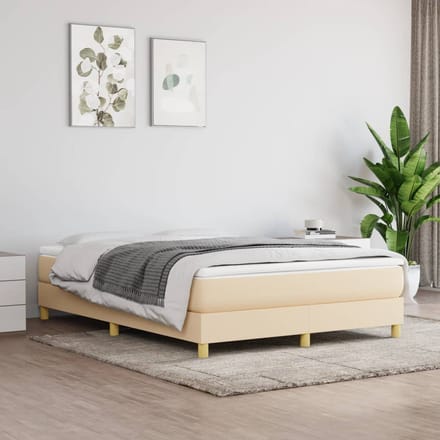 vidaXL - Boxspring - bed - stof - crèmekleurig - 140x200 - cm