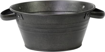Mega Collections Bloempot/plantenpot - zink - zwart - rond - D40 x H14 cm