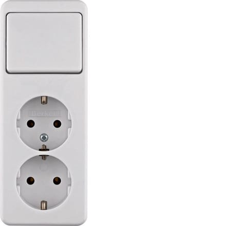 Hager Berker Opbouwschakelaar Combinatie dubbele wandcontactdoos - 61402649 - E3HAZ