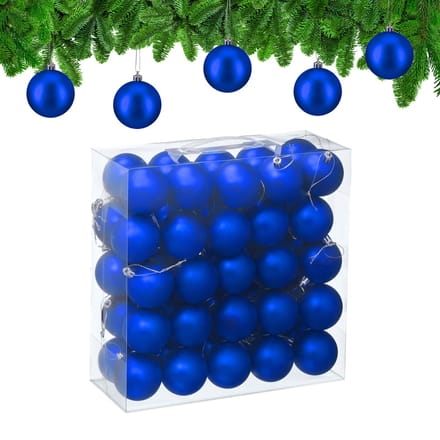 kerstballen set van 50 - Ø 6 cm - mat - kunststof - blauw