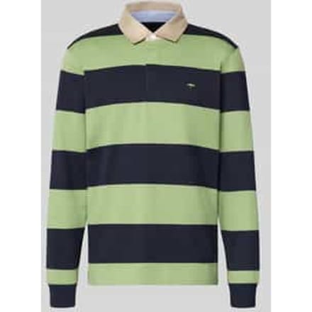 Fynch-Hatton Trui Striped Rugby Polo Pullover Navy-Groen / male
