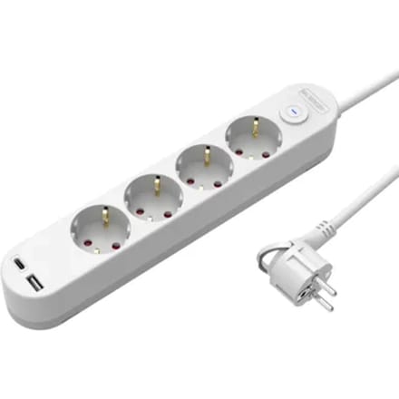 Sencys Stekkerdoos 4-voudig Met Usb A+c Wit 3 Meter
